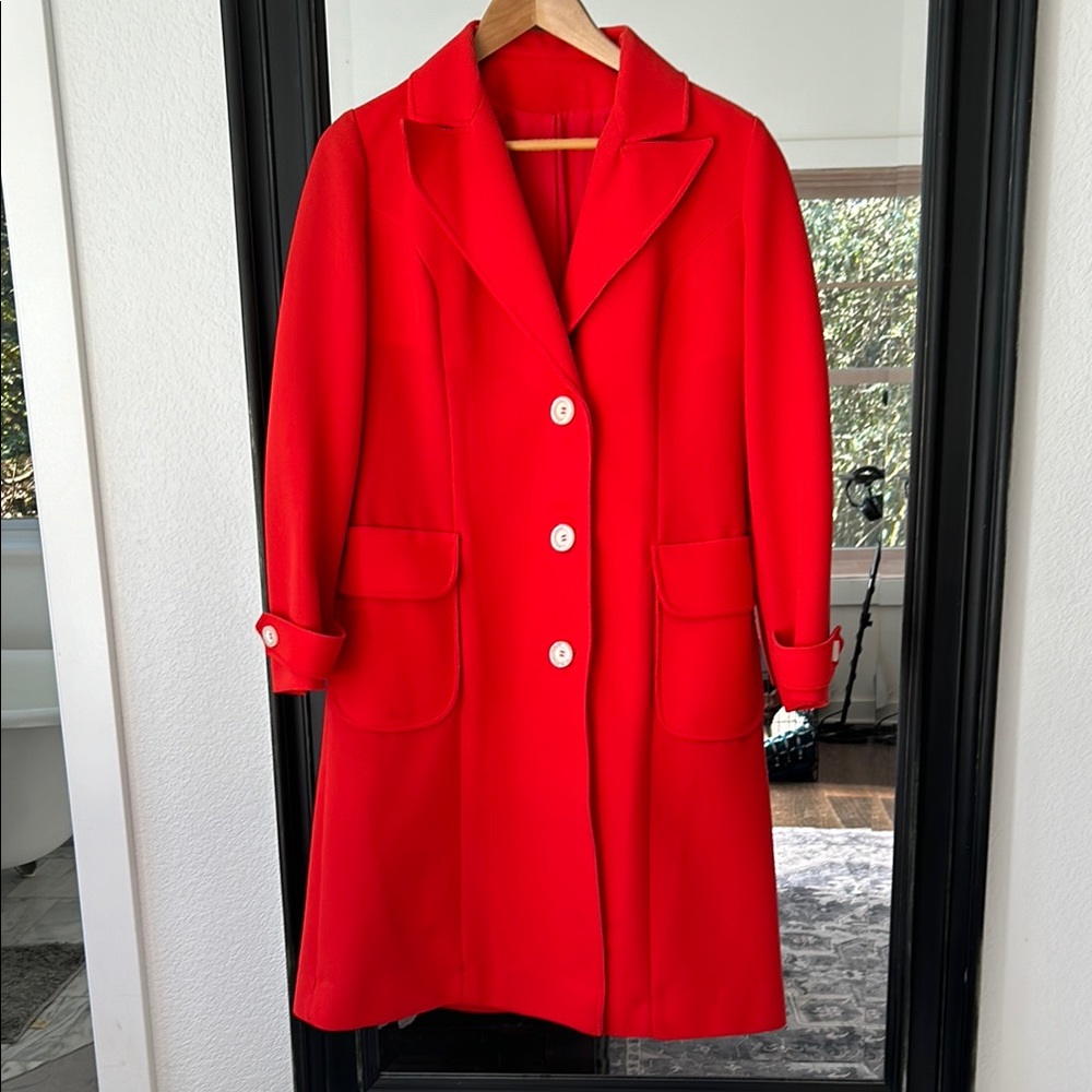 Vintage Vibrant Betty Rose Orange Trench Coat